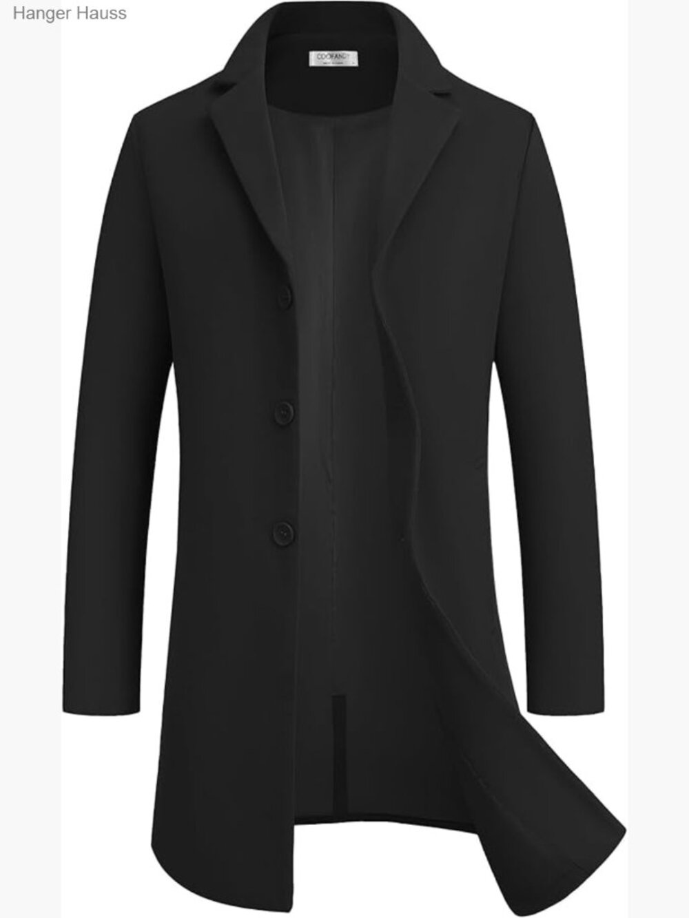 Men's Wool Blend Trench Coat Notched Lapel Single Breasted Overcoat Peacoat - Picture 1 of 7